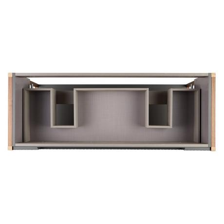 48" Bisbee Console Double Vanity and Sinks - Muted Gray with Warm Oak Frame