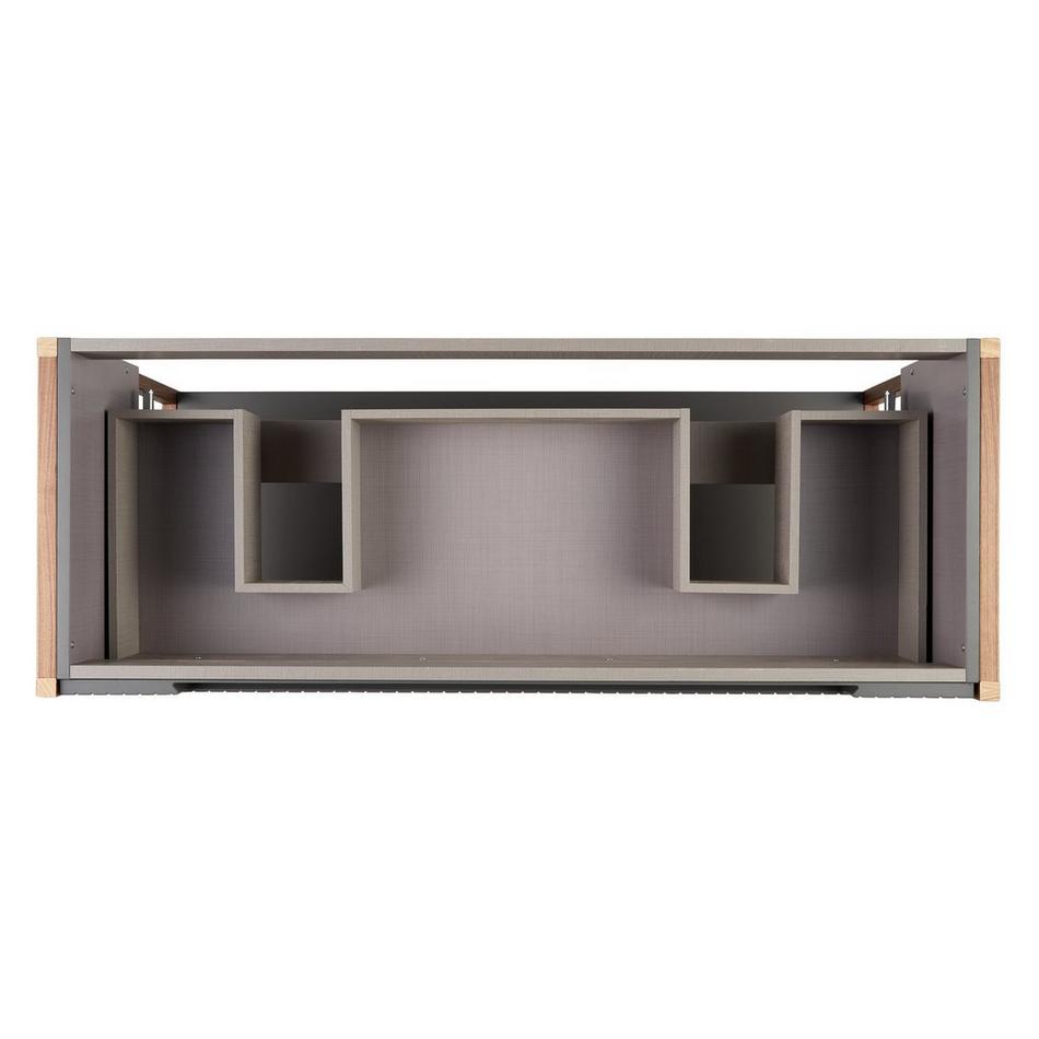 48" Bisbee Console Double Vanity and Sinks - Muted Gray with Warm Oak Frame, , large image number 4
