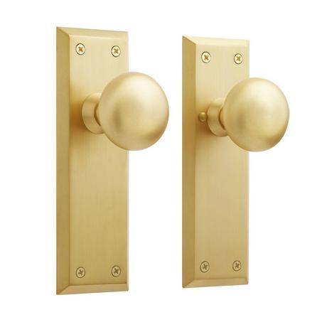 Hubbard Brass Interior Door Knob & Plate Set - Privacy