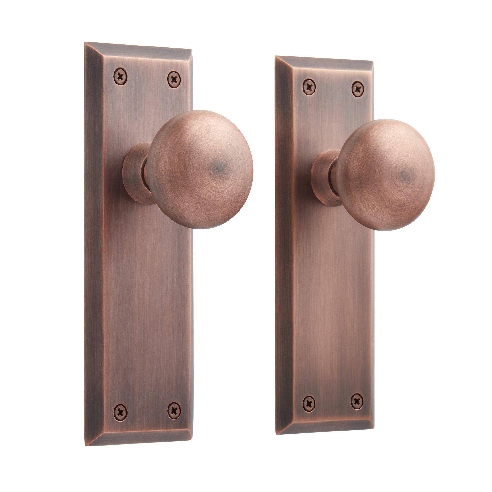 Hubbard Brass Interior Door Knob & Plate Set - Dummy