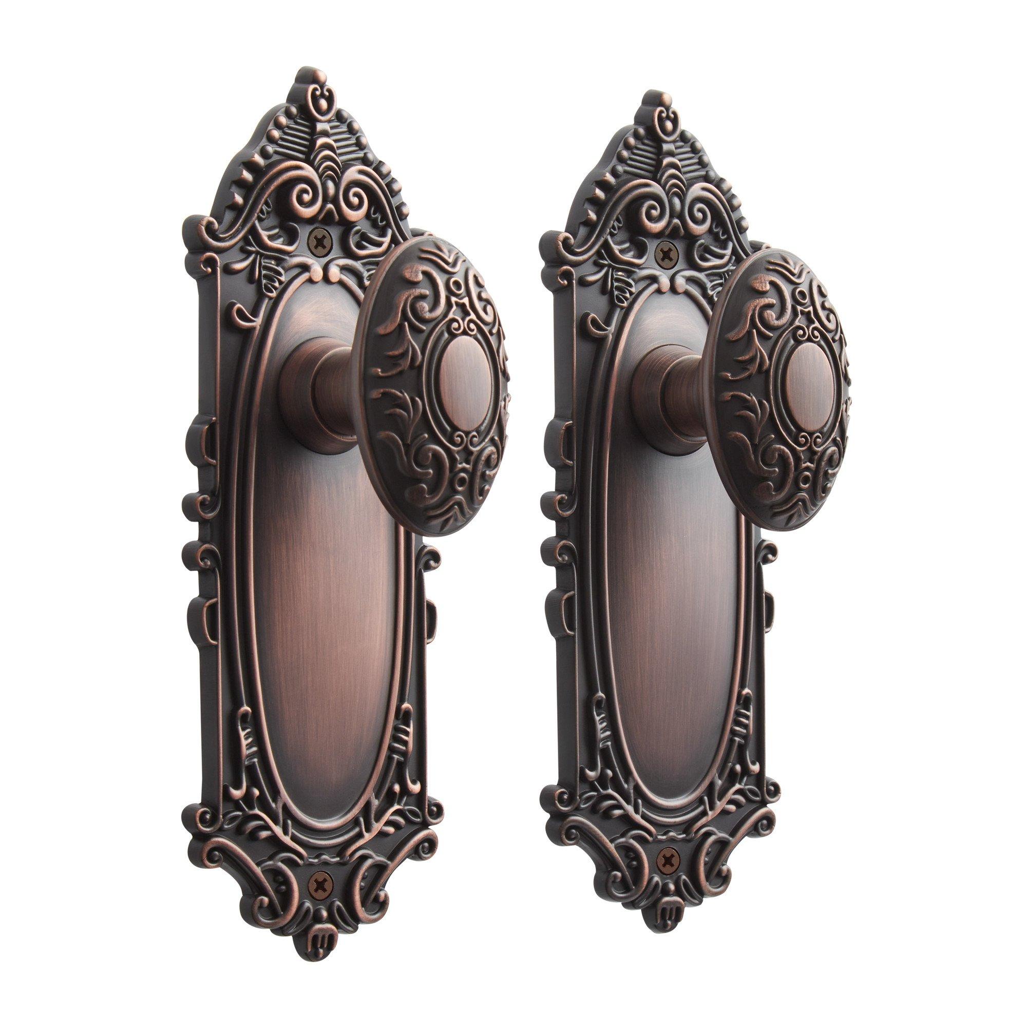 Valma Brass Interior Door Knob & Plate Set - Adjustable Backset