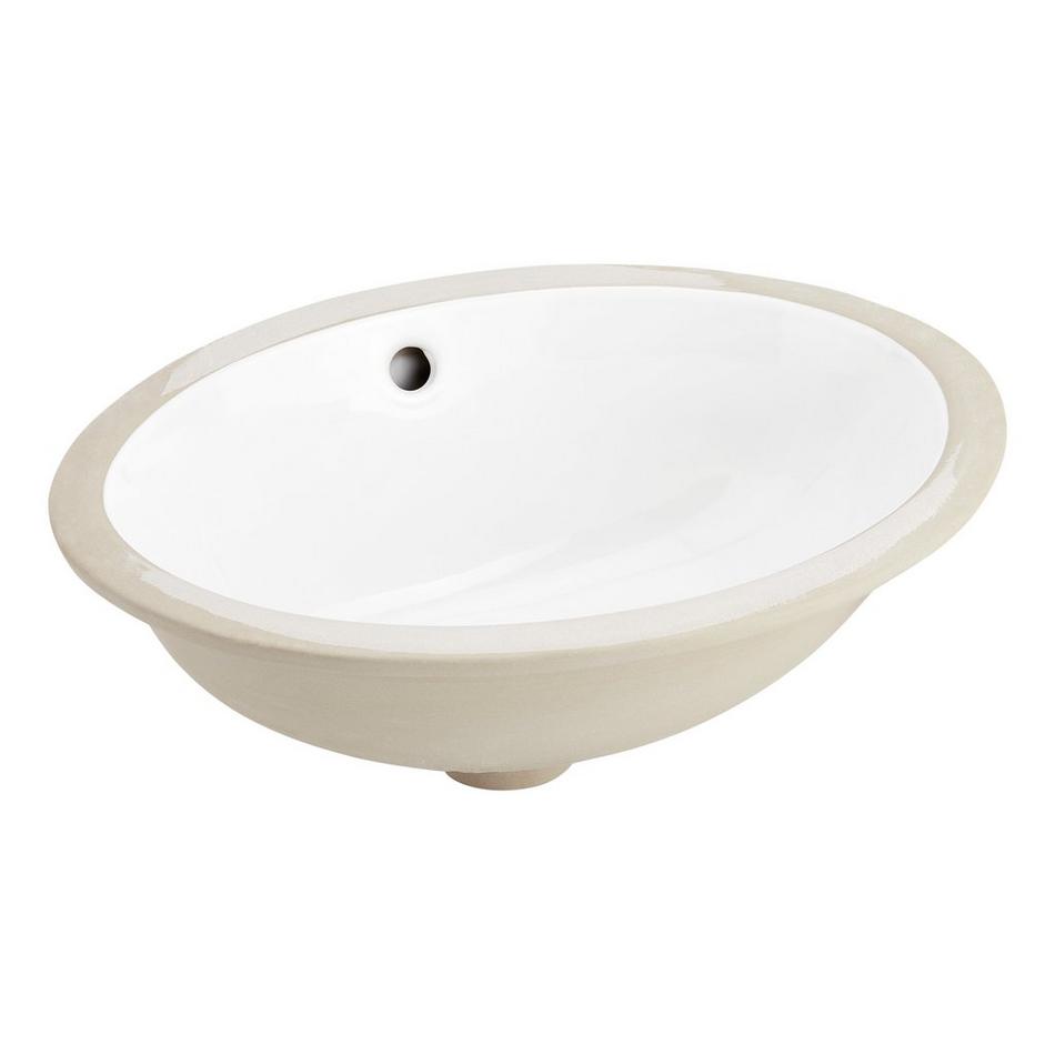18" Oval Porcelain Undermount Bathroom Sink - White, , large image number 0
