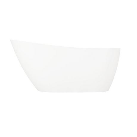 60" Sheba Solid Surface - Matte White Freestanding Tub - Integral Overflow & White Drain