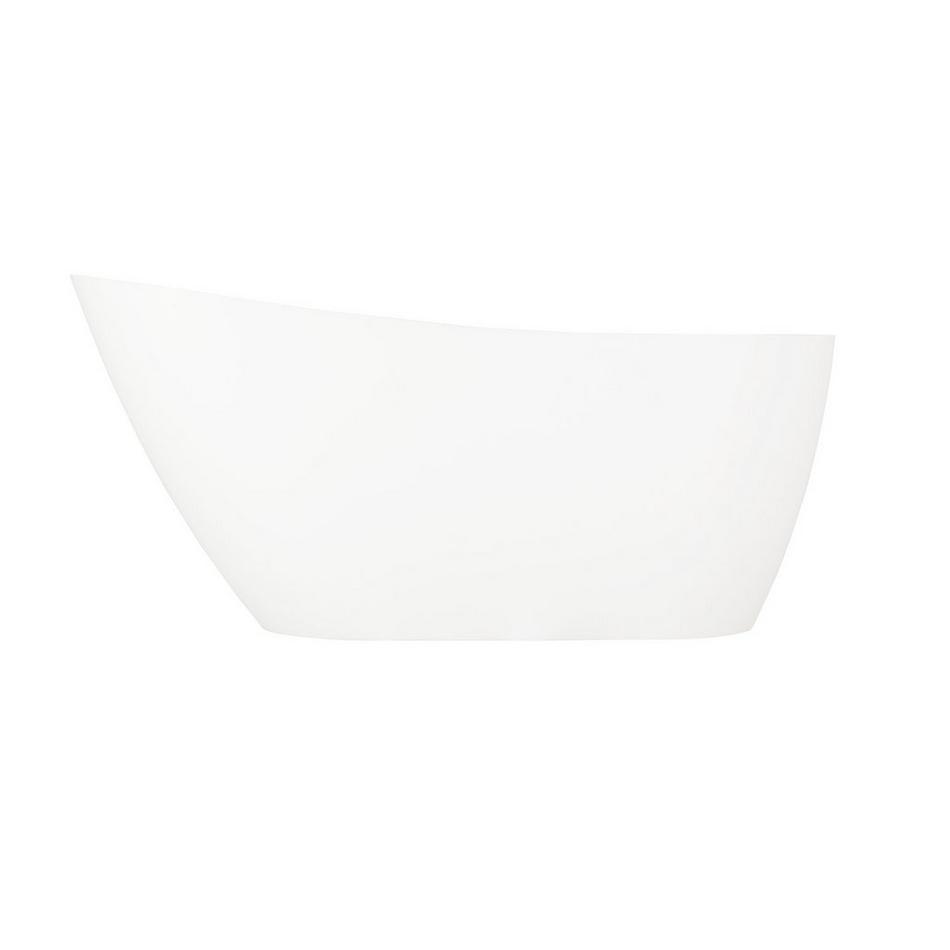 60" Sheba Solid Surface - Matte White Freestanding Tub - Integral Overflow & White Drain, , large image number 1