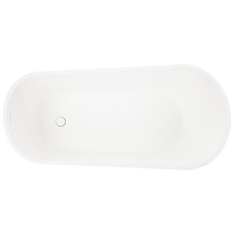 60" Sheba Solid Surface - Matte White Freestanding Tub - Integral Overflow & White Drain