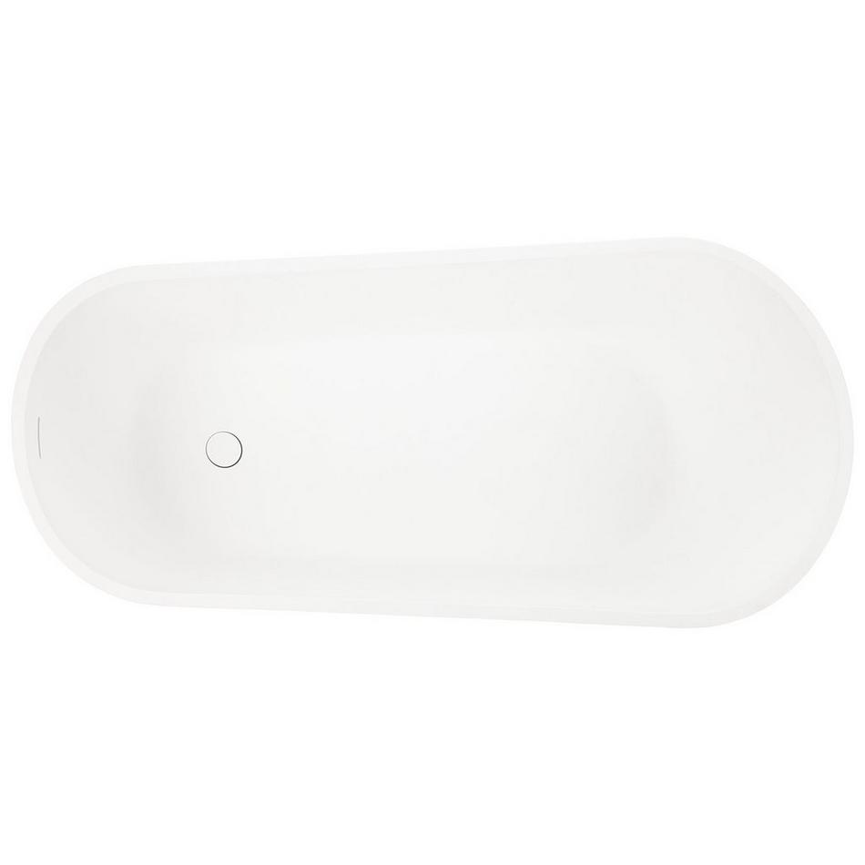 60" Sheba Solid Surface - Matte White Freestanding Tub - Integral Overflow & White Drain, , large image number 3