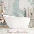 60" Sheba Solid Surface - Matte White Freestanding Tub - Integral Overflow & White Drain, , large image number 0