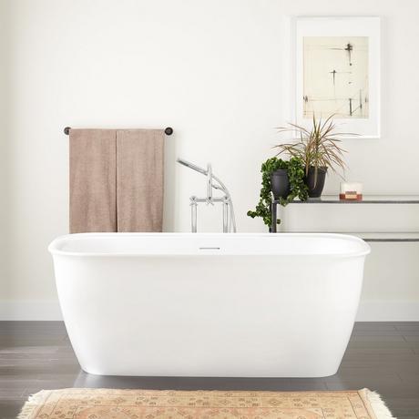 63" Rassi Acrylic Freestanding Tub with Trim