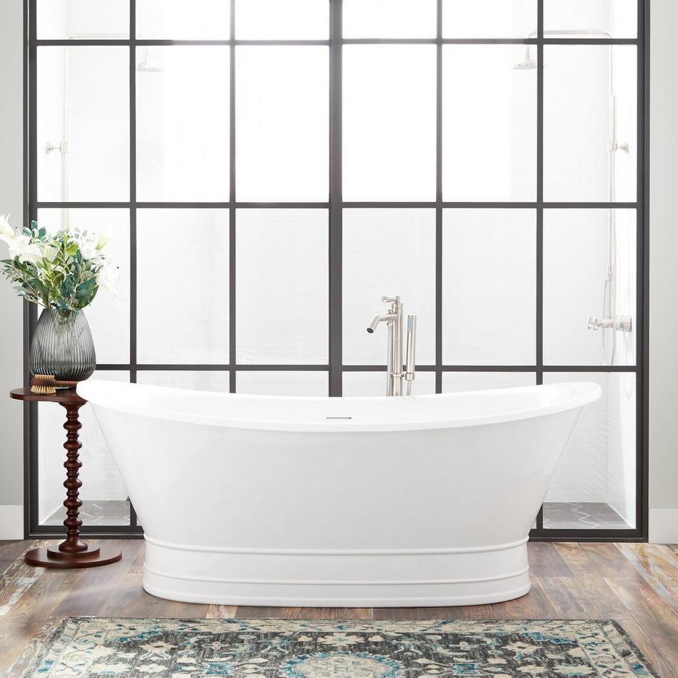 69" Desborough Acrylic Freestanding Double-Slipper Tub with Slotted Overflow, , large image number 0