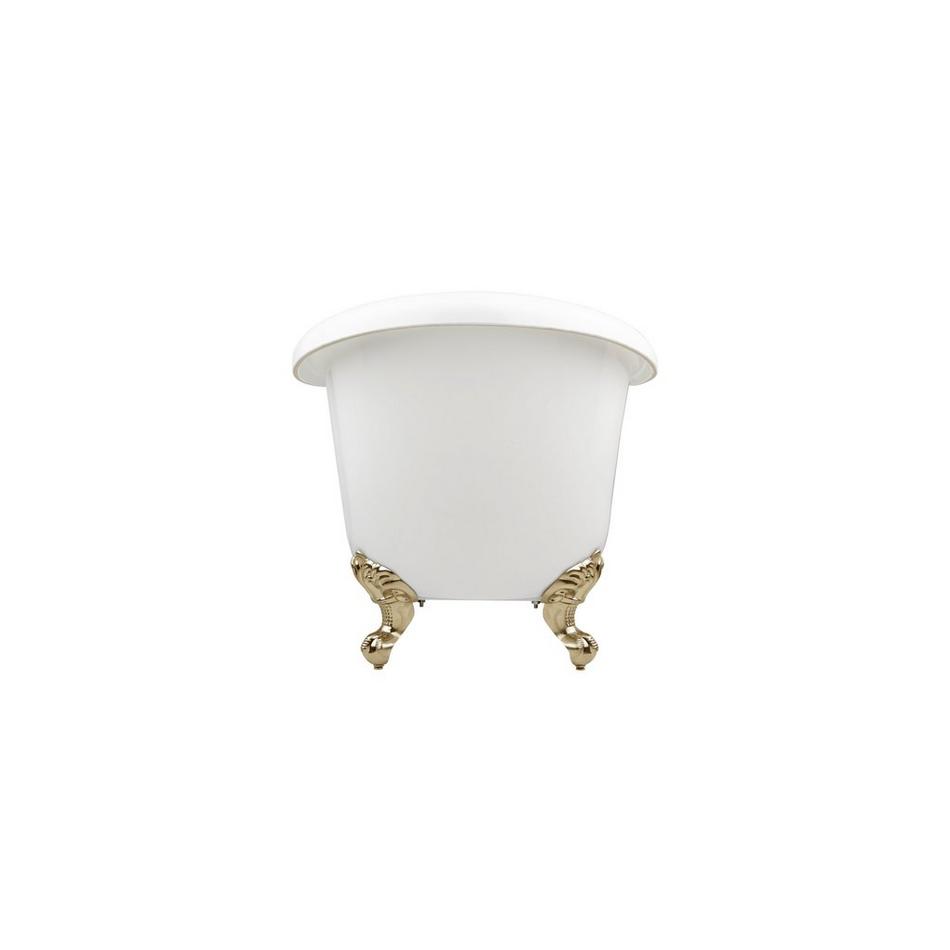 63" Rosalind Acrylic Clawfoot Tub - Rolled Rim - Imperial Feet - No Drain - Polished Brass, , large image number 2