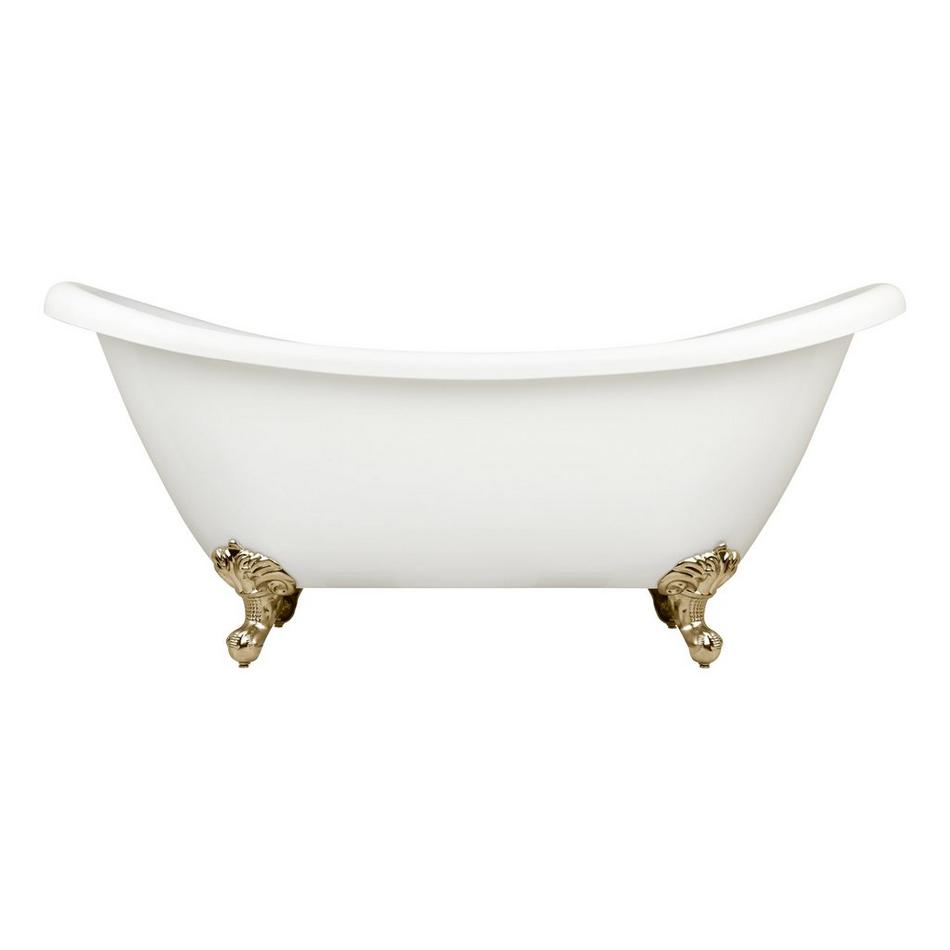 63" Rosalind Acrylic Clawfoot Tub - Rolled Rim - Imperial Feet - No Drain - Polished Brass, , large image number 0