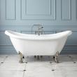 63" Rosalind Acrylic Clawfoot Tub - Rolled Rim - Lion Paw Feet - Chrome, , large image number 0