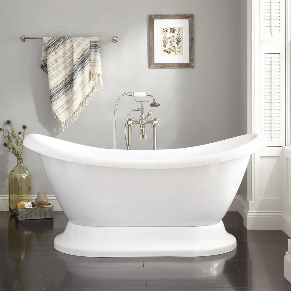 63" Rosalind Acrylic Pedestal Tub - Rolled Rim - Chrome Drain Kit, , large image number 0