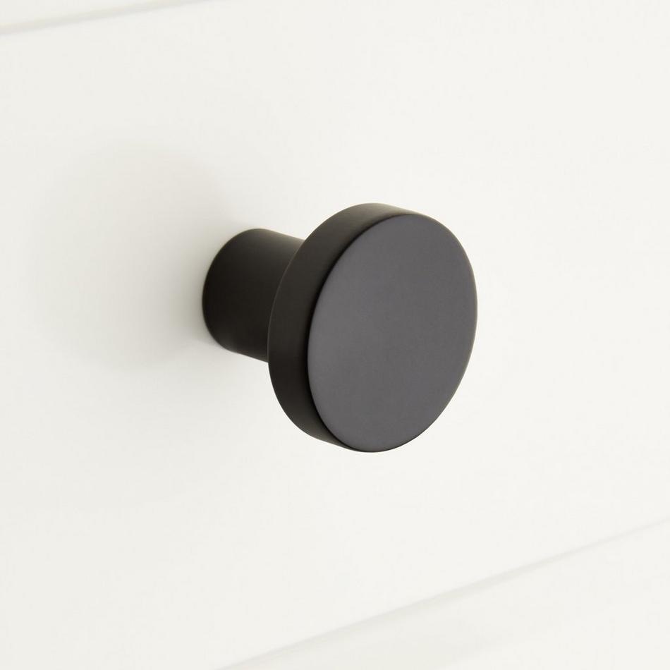 Orvin Brass Flat Round Cabinet Knob - Satin Black, , large image number 0