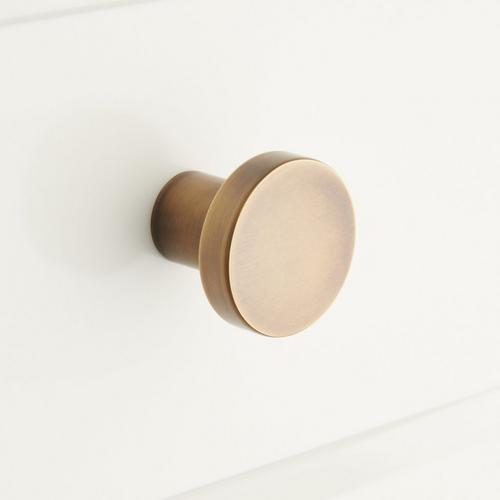 Orvin Brass Flat Round Cabinet Knob in Antique Brass