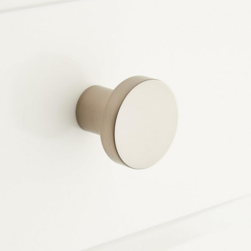 Orvin Brass Flat Round Cabinet Knob - Brushed Nickel, , large image number 0