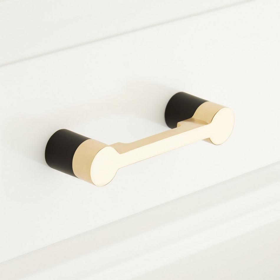 3" Sayler Two Tone Brass Cabinet Pull - Polished Brass/Black, , large image number 0