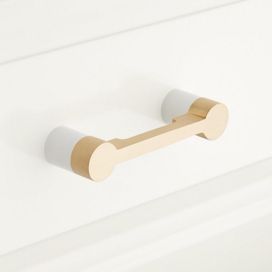 5" Sayler Two Tone Brass Cabinet Pull - Brushed Brass/White, , large image number 0