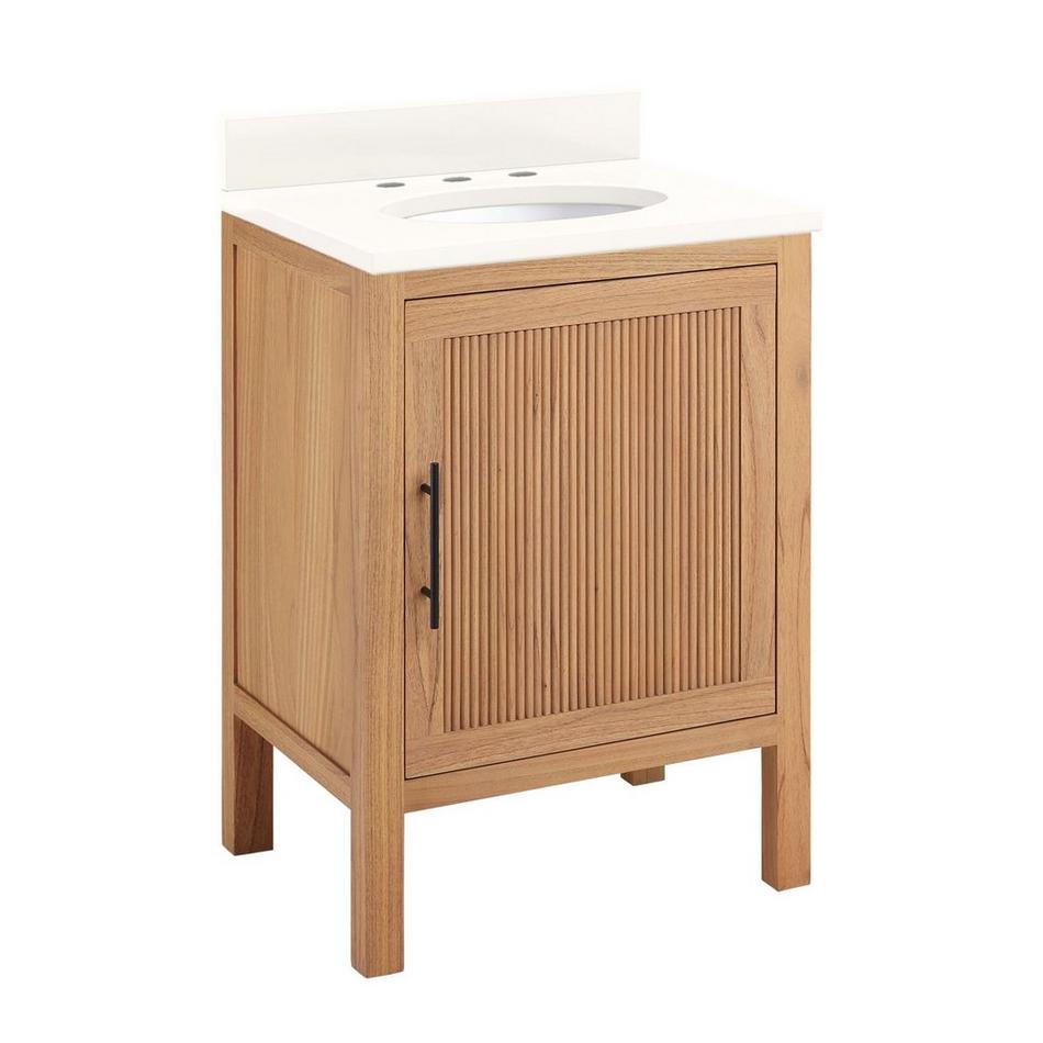24" Ayanna Vanity with Undermount Sink - Natural Mindi - Arctic White Quartz Widespread, , large image number 0