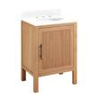 24" Ayanna Vanity with Undermount Sink - Natural Mindi - Feathered White Quartz Widespread, , large image number 0