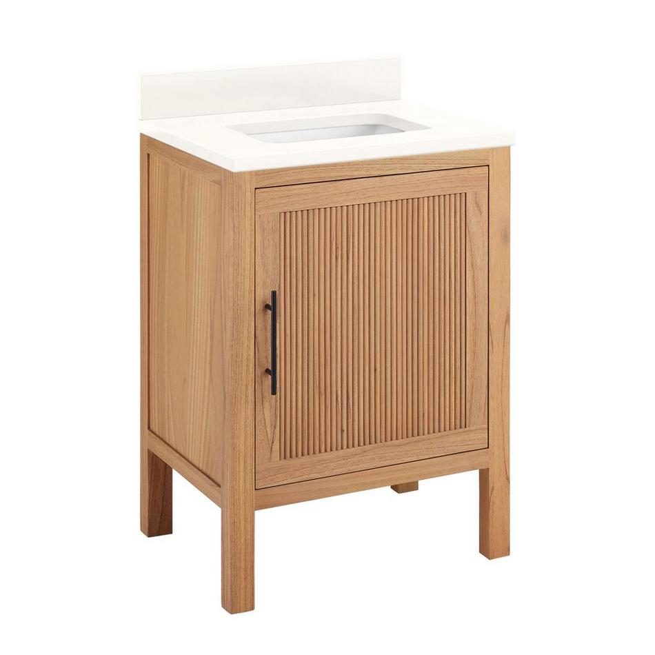 24" Ayanna Vanity with Rectangular Undermount Sink-Natural Mindi-Arctic White Quartz No Faucet Holes, , large image number 0