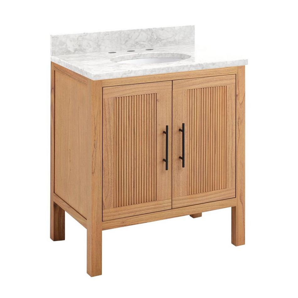 30" Ayanna Vanity with Undermount Sink - Natural Mindi - Carrara Marble Widespread, , large image number 0