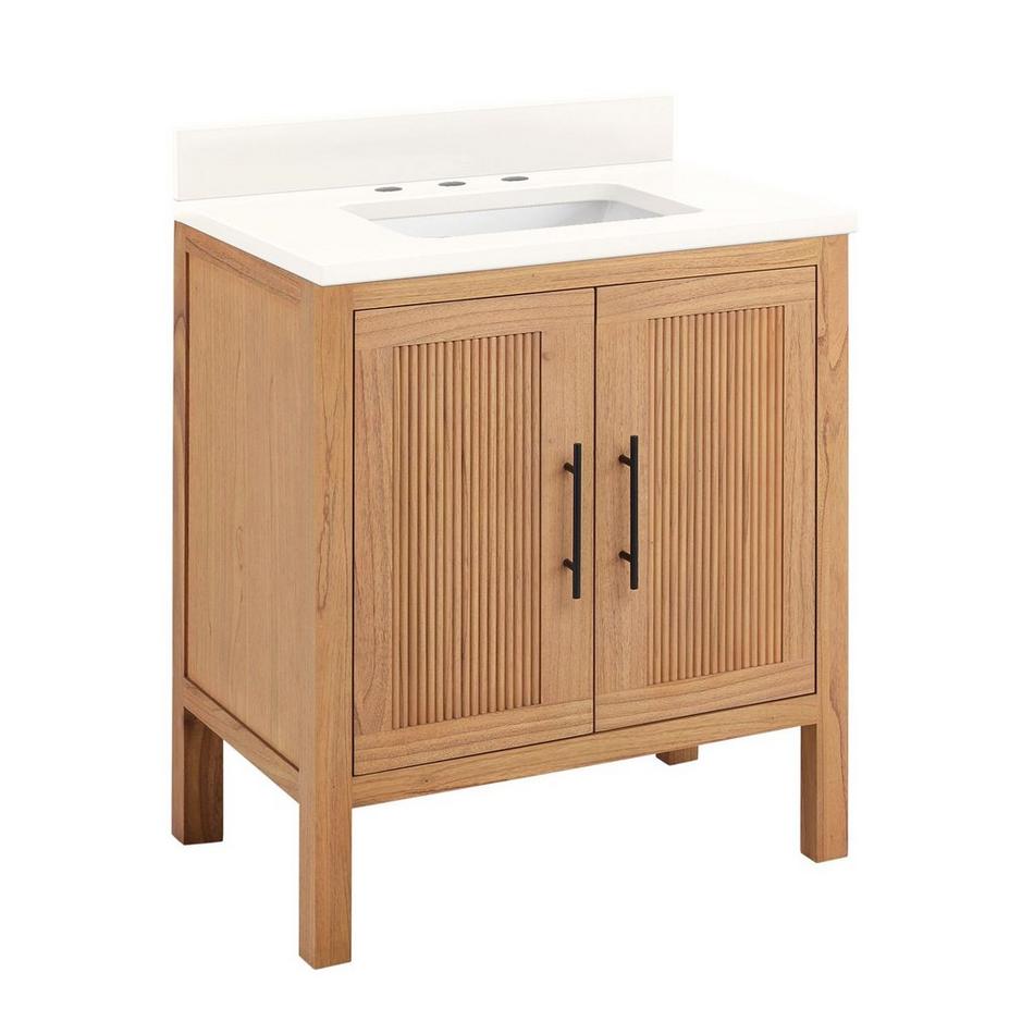 30" Ayanna Vanity with Rectangular Undermount Sink - Natural Mindi - Arctic White Quartz Widespread, , large image number 0