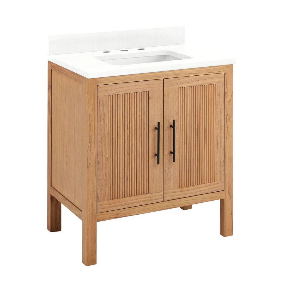 30" Ayanna Vanity with Rectangular Undermount Sink - Natural Mindi-Feathered White Quartz Widespread, , large image number 0