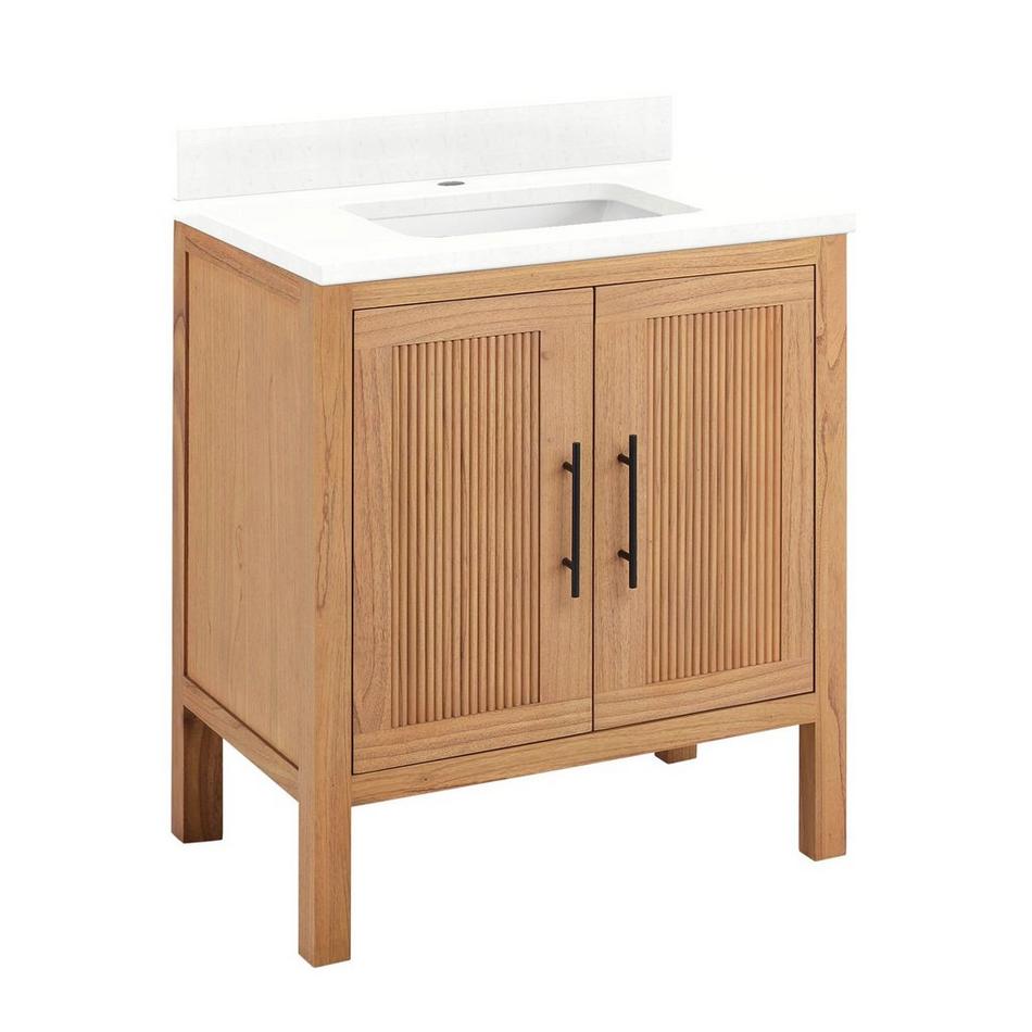 30" Ayanna Vanity with Rectangular Undermount Sink -Natural Mindi-Feathered White Quartz Single Hole, , large image number 0