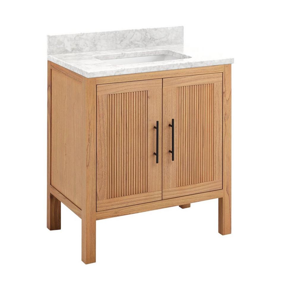 30" Ayanna Vanity with Rectangular Undermount Sink - Natural Mindi - Carrara Marble No Faucet Holes, , large image number 0