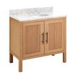 36" Ayanna Vanity with Undermount Sink - Natural Mindi - Carrara Marble Widespread, , large image number 0