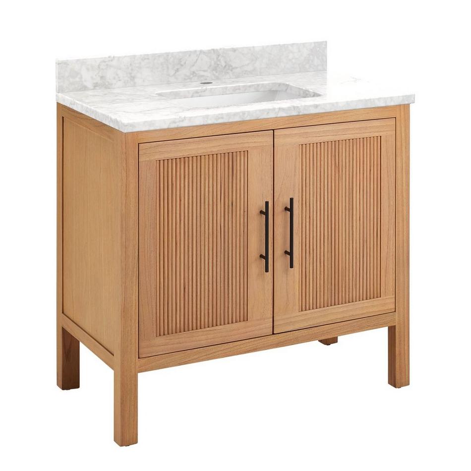 36" Ayanna Vanity with Rectangular Undermount Sink - Natural Mindi - Carrara Marble Single Hole, , large image number 0