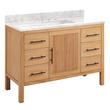 48" Ayanna Vanity with Rectangular Undermount Sink - Natural Mindi - Carrara Marble Widespread, , large image number 0