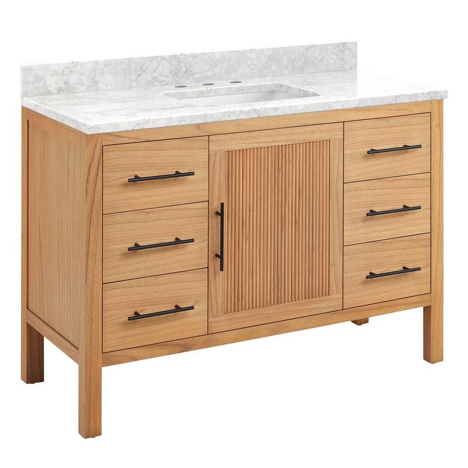 48" Ayanna Vanity with Rectangular Undermount Sink - Natural Mindi - Carrara Marble Widespread, , large image number 0