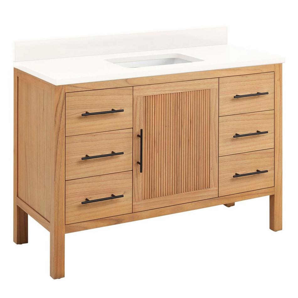 48" Ayanna Vanity with Rectangular Undermount Sink-Natural Mindi-Arctic White Quartz No Faucet Holes, , large image number 0