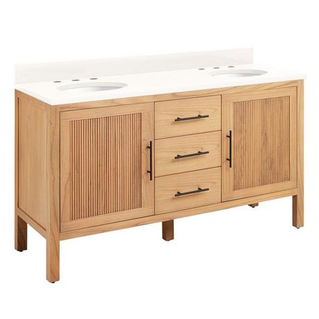 60" Ayanna Mindi Double Vanity with Undermount Sinks - Natural Mindi