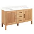 60" Ayanna Double Vanity with Undermount Sinks - Natural Mindi - Feathered White Quartz Widespread, , large image number 0