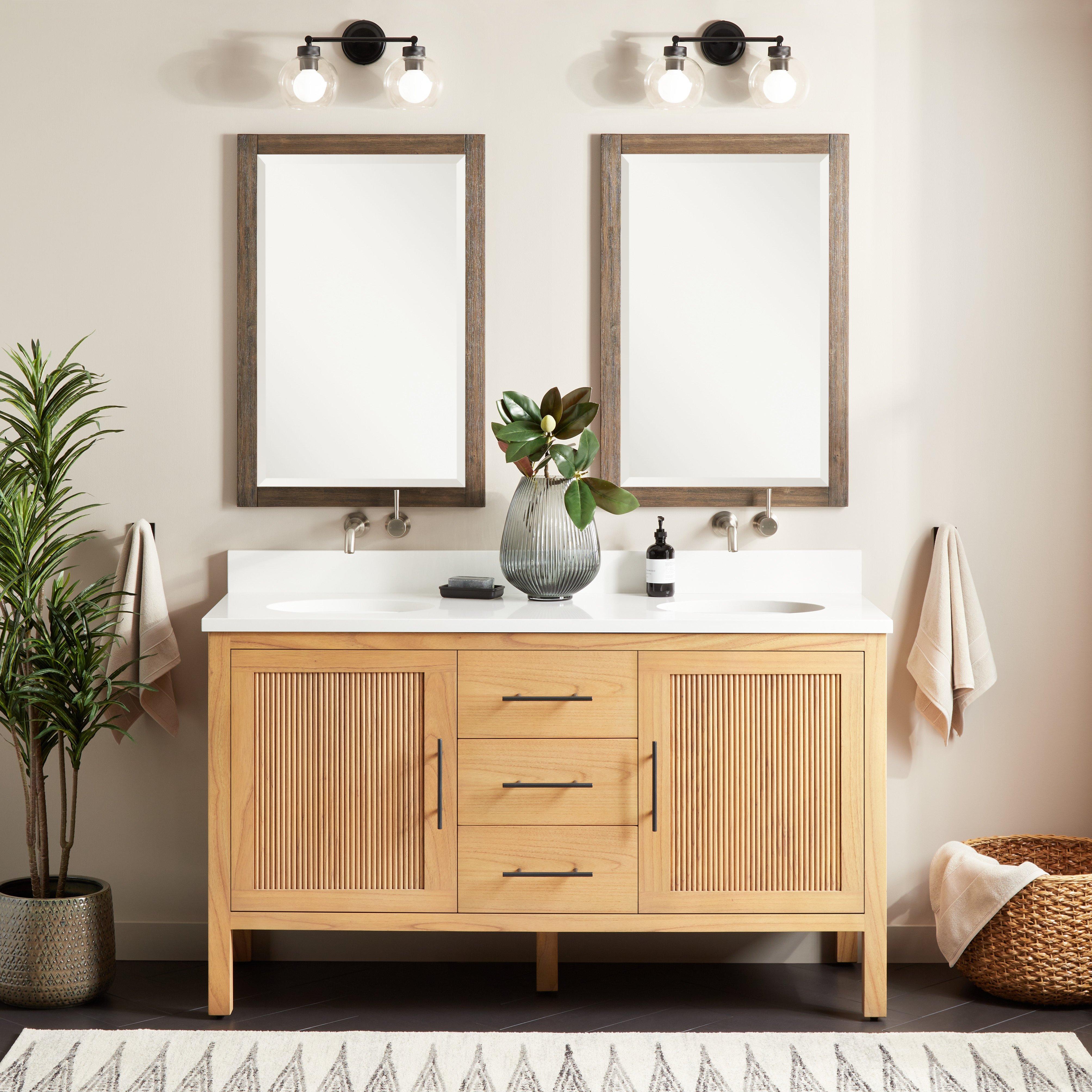 60 inch double sink on sale vanity natural wood