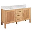 60" Ayanna Dbl Vanity with Rectangular Undermount Sinks - Natural Mindi - Carrara Marble Single Hole, , large image number 0