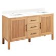 60" Ayanna Dbl Vanity with Rect Undermount Sinks -Natural Mindi-Feathered White Quartz Single Hole, , large image number 0