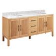 72" Ayanna Double Vanity with Undermount Sinks - Natural Mindi - Carrara Marble Widespread, , large image number 0