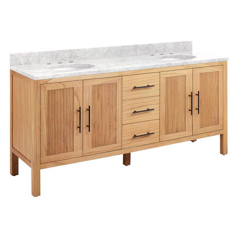 72" Ayanna Double Vanity with Undermount Sinks - Natural Mindi - Carrara Marble Widespread, , large image number 0