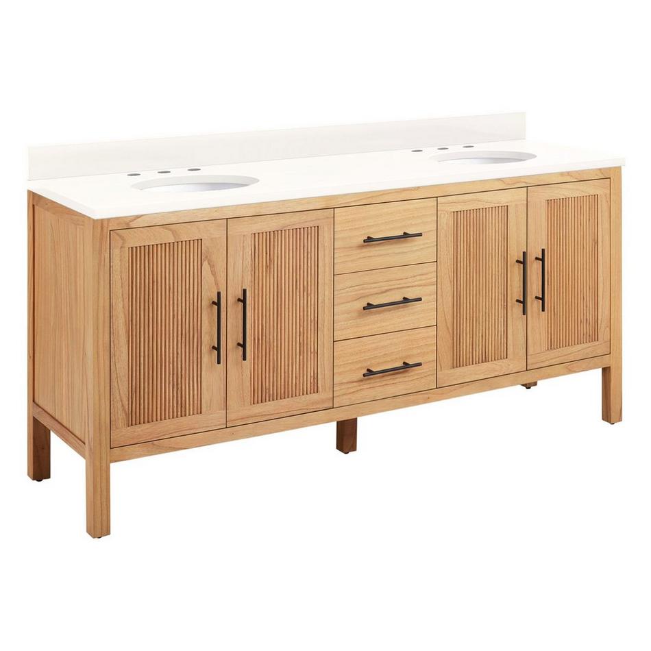 72" Ayanna Double Vanity with Undermount Sinks - Natural Mindi - Arctic White Quartz Widespread, , large image number 0