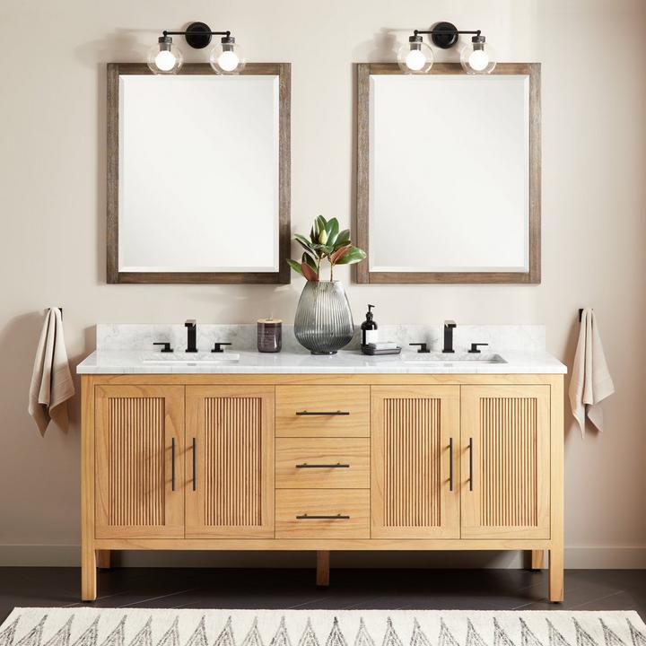 72" Ayanna Mindi Double Vanity in Natural Mindi for rustic bathroom ideas