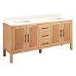 72" Ayanna Dbl Vanity with Rect Undermount Sinks-Natural Mindi-Arctic White Quartz No Faucet Holes, , large image number 0