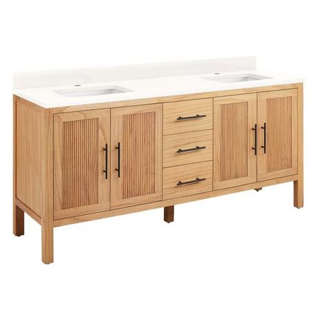 72" Ayanna Mindi Double Vanity with Rectangular Undermount Sinks - Natural Mindi