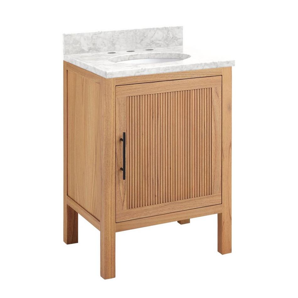 24" Ayanna Vanity with Undermount Sink - Natural Mindi - Carrara Marble Widespread, , large image number 0