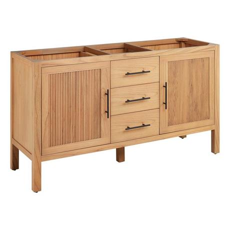 60" Ayanna Double Vanity - Natural Mindi - Vanity Cabinet Only