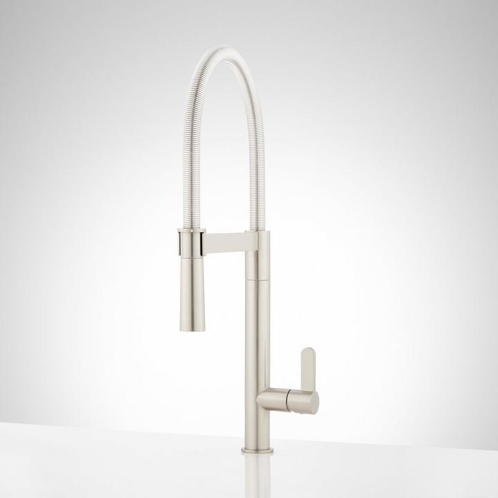 Ocala Single-Hole Kitchen Faucet with Pull-Down Spring Spout in Stainless Steel