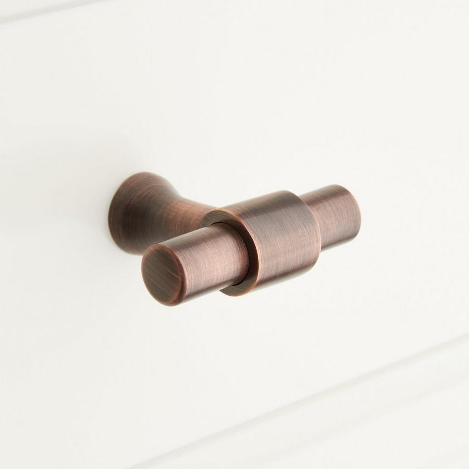 1-3/4" Strasbourg Brass T Knob - Antique Copper, , large image number 0